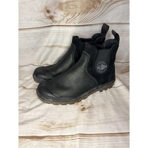 Palladium Pampa Chelsea Black Leather Waterproof Boots Men's US 7 EU 39.5